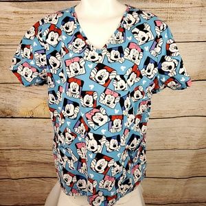 Disney Mickey Minnie Mouse Scrub Top Large